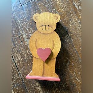 Handmade Vintage Wooden Bear Piggy Bank